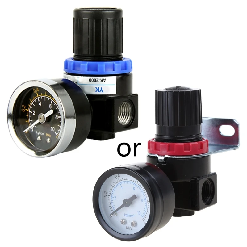 

Adjustable-Pneumatic Mini-Air Pressure Relief Control Compressor Regulator Units-Valve with Gauge Fitting AR2000 G1/4''