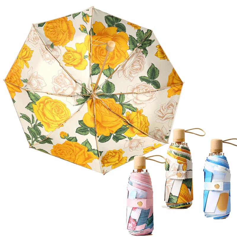 

Мини-зонты женские складные с двойным карманом и защитой от УФ-лучей