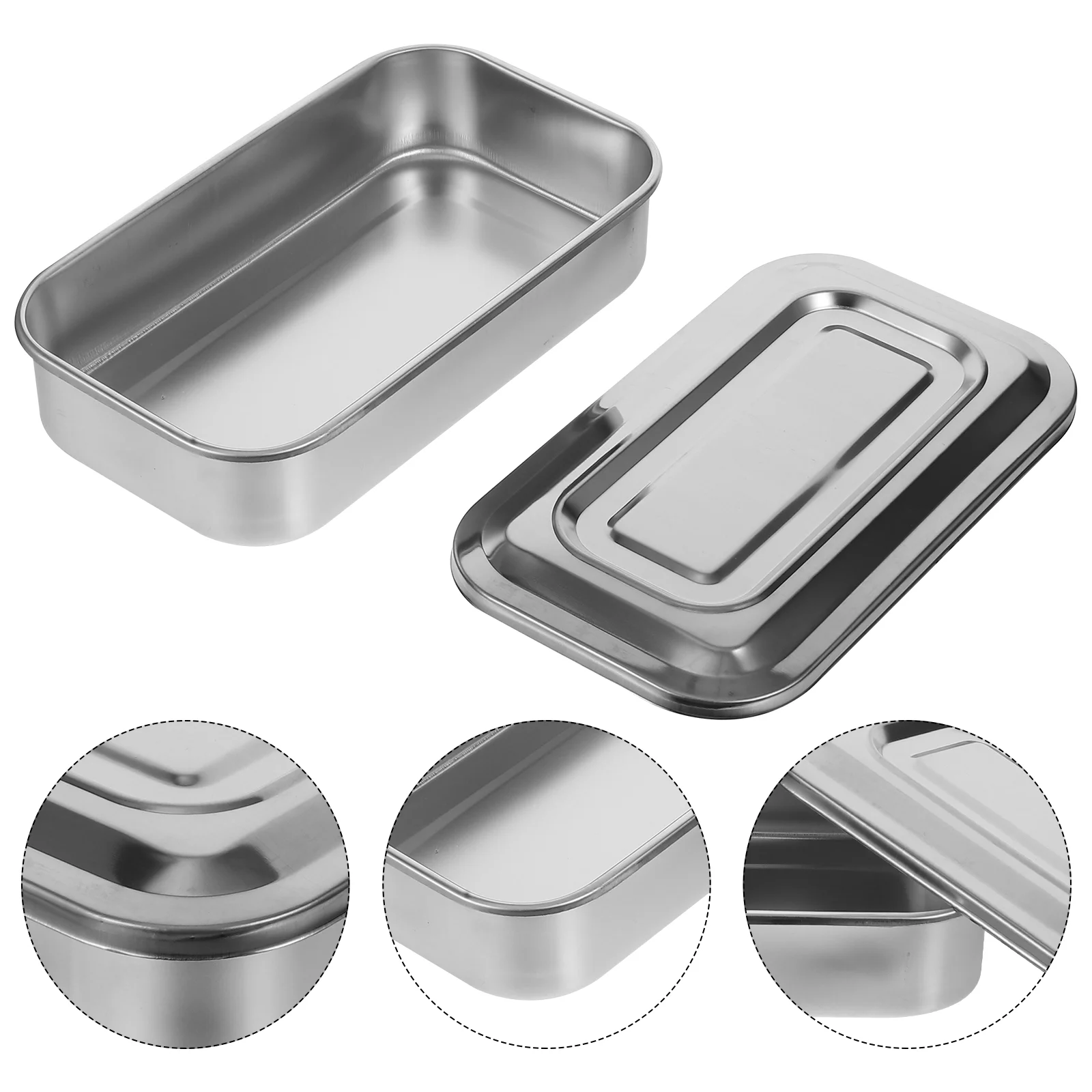 

1pc Plate with Lid Dentistry Instrument Tray Instrument Tray Instrument Tray with Cover Stainless Steel Tray