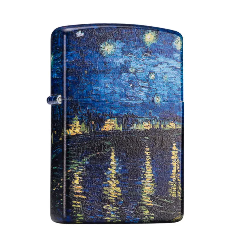 

Zorro Starry Night On The Rhone Kerosene Lighter Metal Windproof Cigarette Lighter Free Shipping