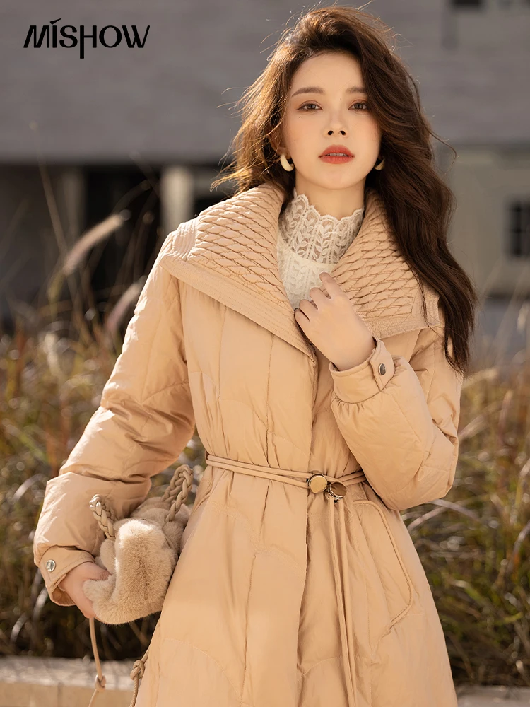 MISHOW Down Jacket Women 2022 Winter Warm White Duck Long Down Coat Thicke Single Breasted Parkas Elegant Outerwear MXB48Y0156