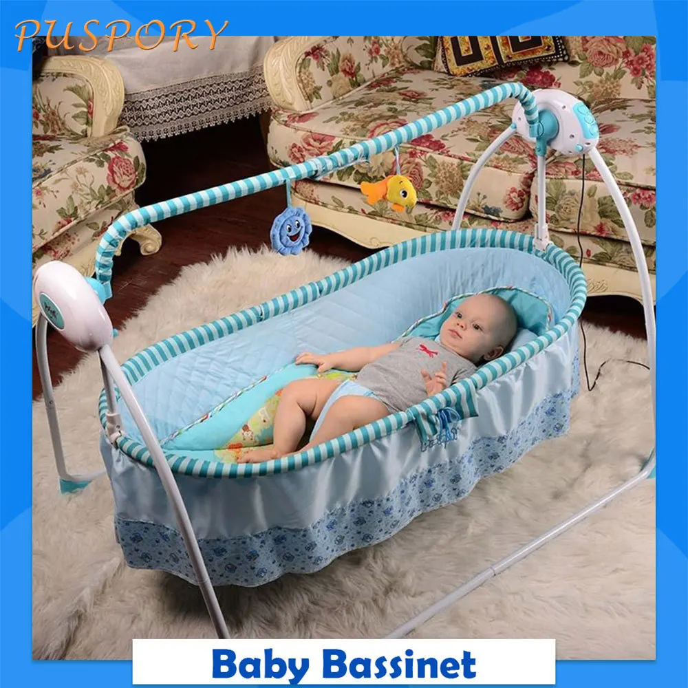 Kids Crib Foldable Multifunctional Baby Bed Soothe Sleep Electric Children Cradle Smart Timing Manipulate Swing Cradle Bed