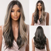 lace front synthetic wigs long wavy blonde mixed wig cosplay middle part for black women high density lace wigs heat resistant