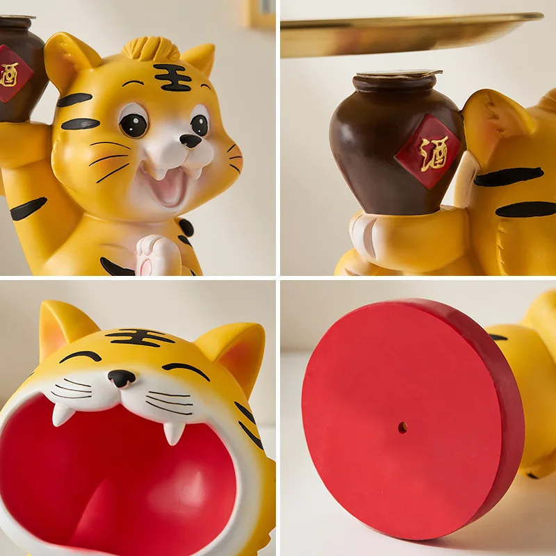 Tiger Statue Storage Box Jewelry Tray Living Room Decoration Home New Year Gift Kawaii Decor Crafts |