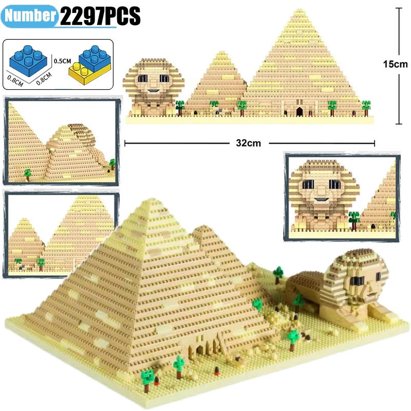 

Street View Egypt Pharaoh Sphinx Desert Monster Mini Diamond Building Blocks Pyramids Model Bricks Toys For Boy Gift MOC