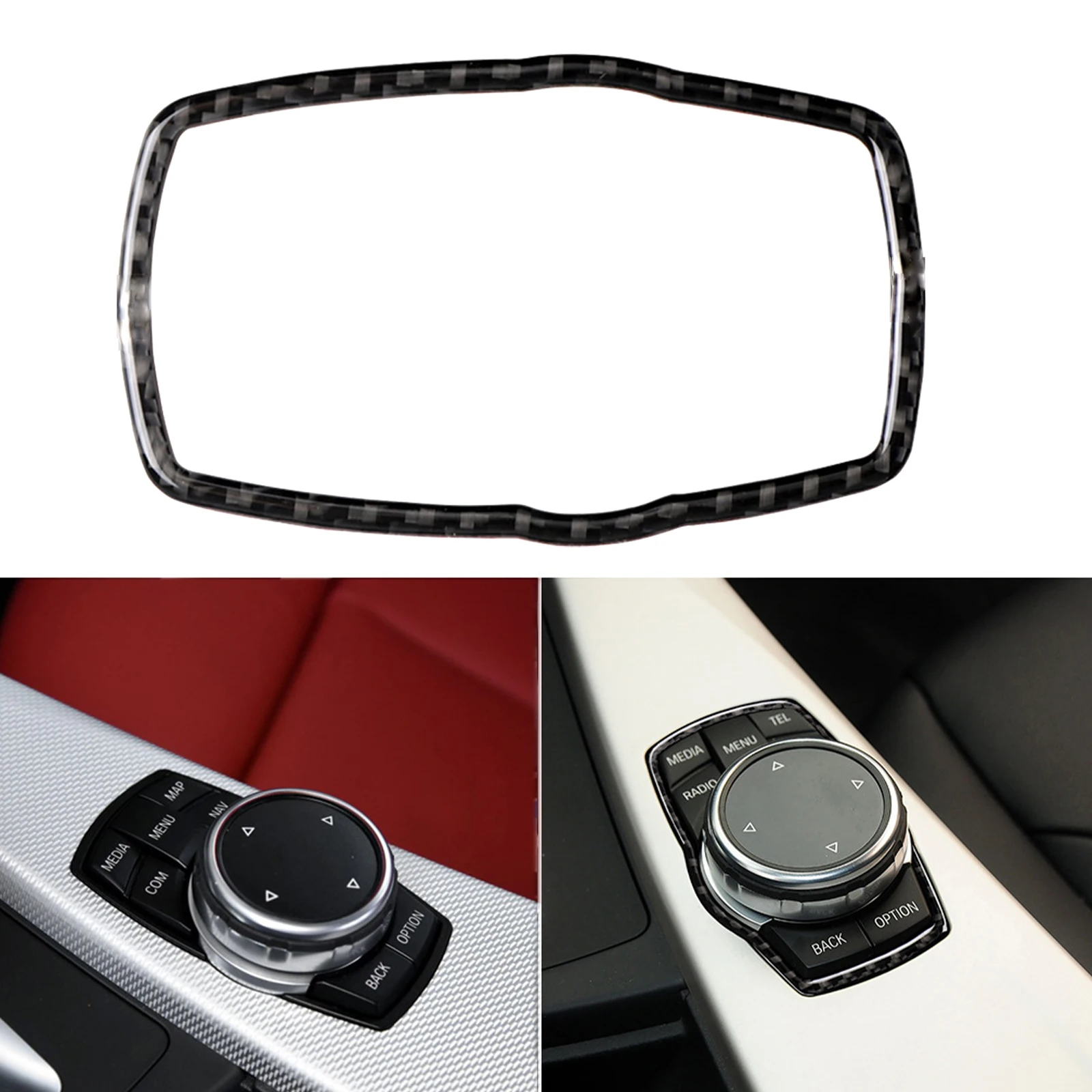 

Car Styling Multimedia Button Panel Carbon fiber Cover For M Performance Stickers For BMW F10 F20 F30 F34 F07 F25 F26 F15 F16