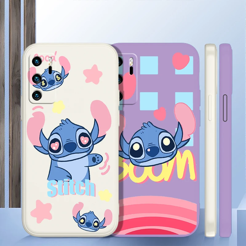 

Cartoon Lilo Stitch Phone Case For Huawei P20 P20 P30 P40 P50 PRO LITE pro P SMART PLUS Liquid Rope Funda Cover Soft Back Capa