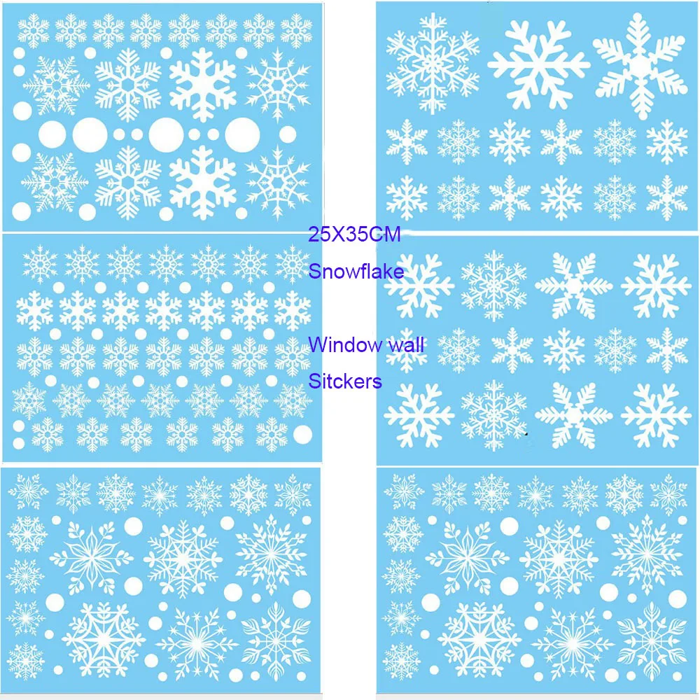 

2pcs 25x35cm Christmas Wall windows sticker white Snowflake DIY Home door house school shopping mall xmas festival event decor