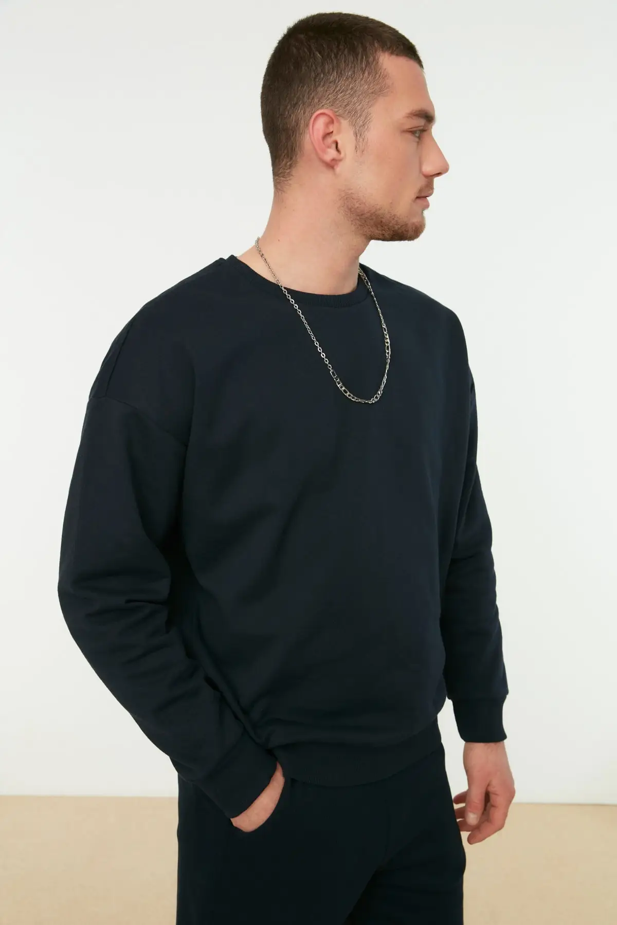 

Men's Oversize long sleeve cycling collar printed Sweatshirt TMNAW22SW0959
