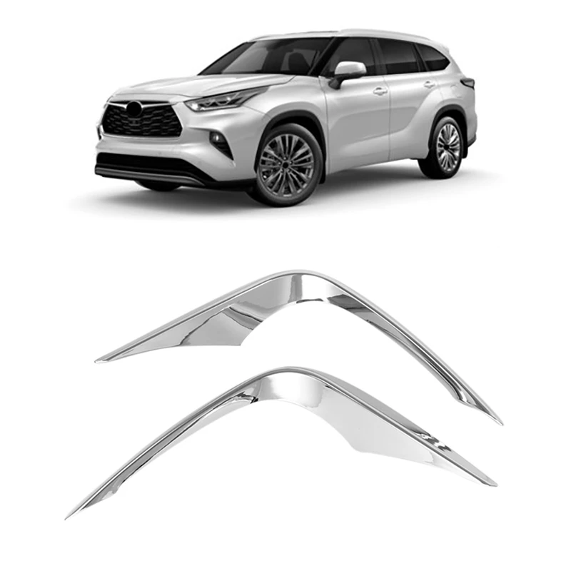 

For Toyota Highlander 2020 2021 Front Fog Light Lamp Cover Trim Bumper Molding Garnish Eyebrow Eyelid