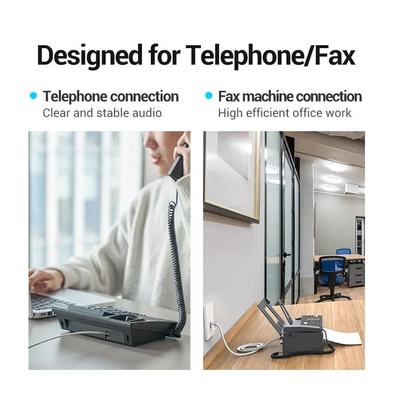 

RJ11 Telephone Cable RJ11 Male to Male 6P4C Phone Line Cord for DSL Modem Answernig Machine Caller ID Fax Telephone Cord