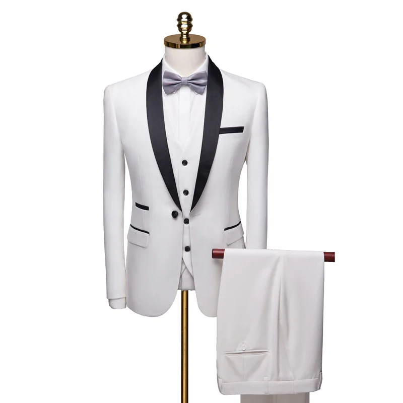 

High-end Slit Slim Mens Suits 3 Piece Shawl Lapel Casual Groom Tuxedos For Wedding Groomsmen Suits Men 2022 (Blazer+Vest+Pant)