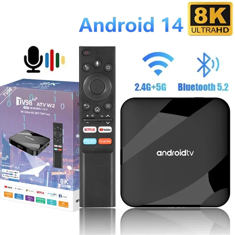 Приставка Смарт-ТВ на Android 14,0, 8K HD, AV1, двойной Wi-Fi, BT ...