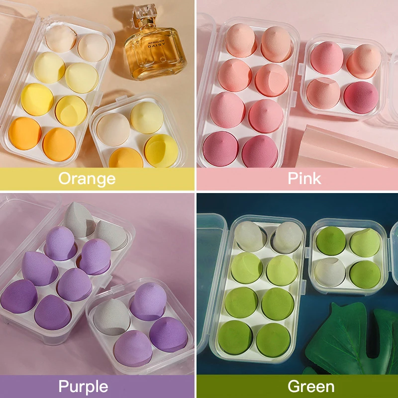 

4/8Pcs Smooth Cosmetic Puff Wet and Dry Use Makeup Foundation Sponge with Storage Box Make Up Tools Water-Drop Shape Maquiagem