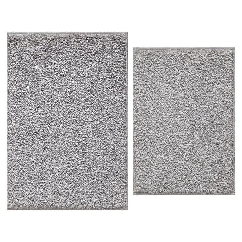 

Non-Slip Rubberback Polyester Light Gray Bath Rug Set, 2 Piece