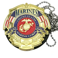 u s marine corps metal pin badge and round badge holder bead chain beautiful gift tactical supplies