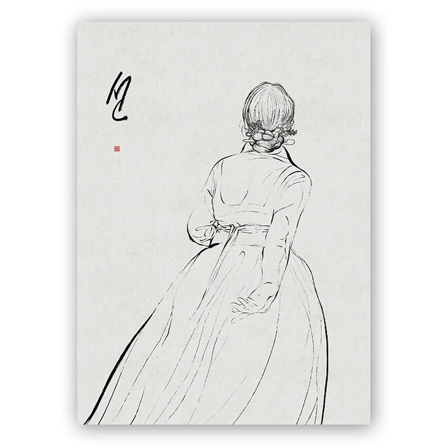 

Корейский художественный принт, азиатская традиция, настенное художественное украшение, холст, живопись, плакат ханбок, корейская культура, настенные панно, домашний декор комнаты