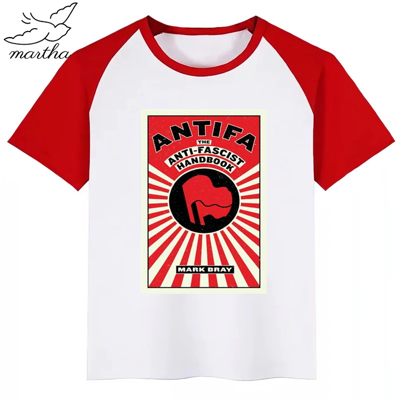 Boys Girls AntiFascist Cartoon Print T-Shirt Kids Funny Clothes Children Summer Short Sleeve Baby Tee,Drop Ship