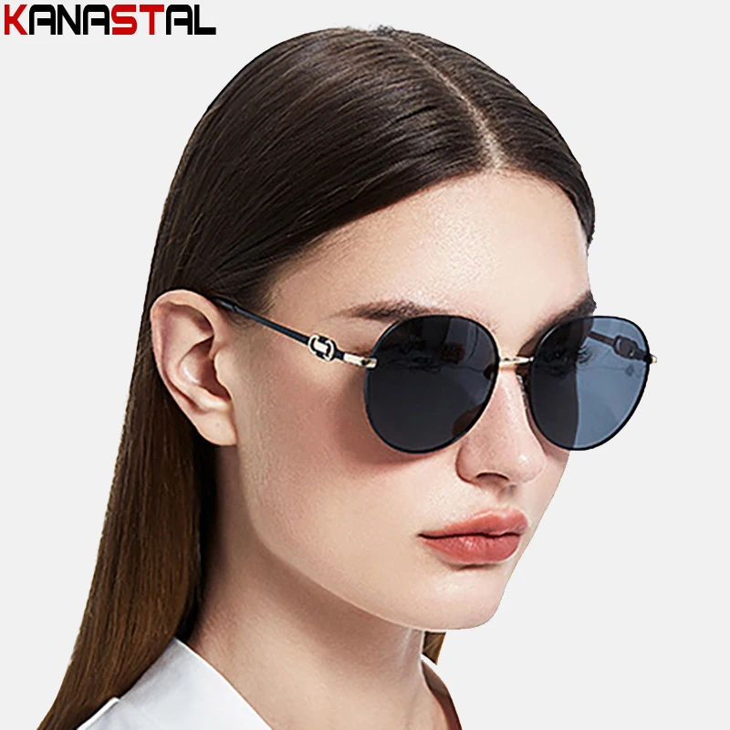 

New Women's Polarized Sunglasses Metal Bicolor Sun Glasses Oval Eyeglasses Frames Bikini Travel Beach Men Shade Eyewear Fashion