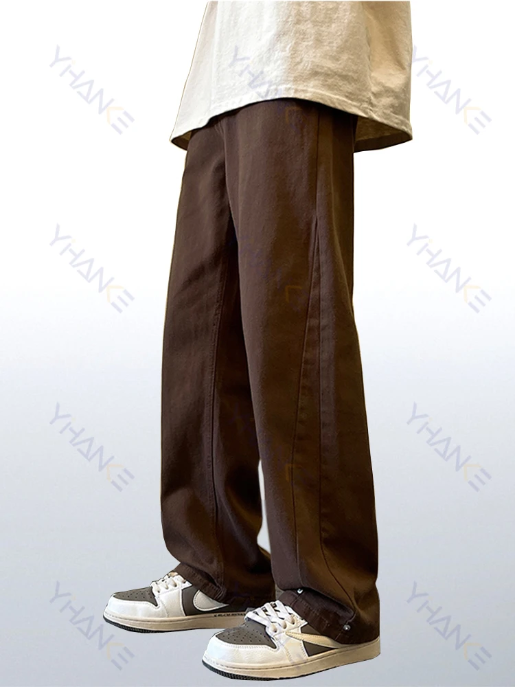 Four Seasons American Retro Vibe High Street Tide Street Black Jeans Men's Loose Straight All-match Casual Wide-leg Long Pants