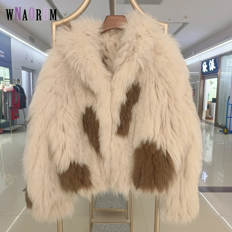 Winter Double Knitted Fox Fur Hooded Jacket real fur coat Short Women's Imported Real Fox Fur Thick Jacket Knitted Craft Jacket enlarge