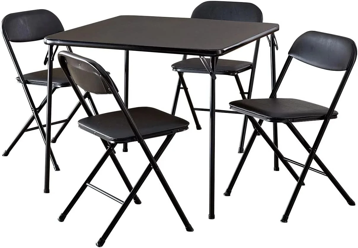 

Card Table with Chairs Set of 4,Indoor/Outdoor Folding Table & Chair Dining Set 5-Piece, Black