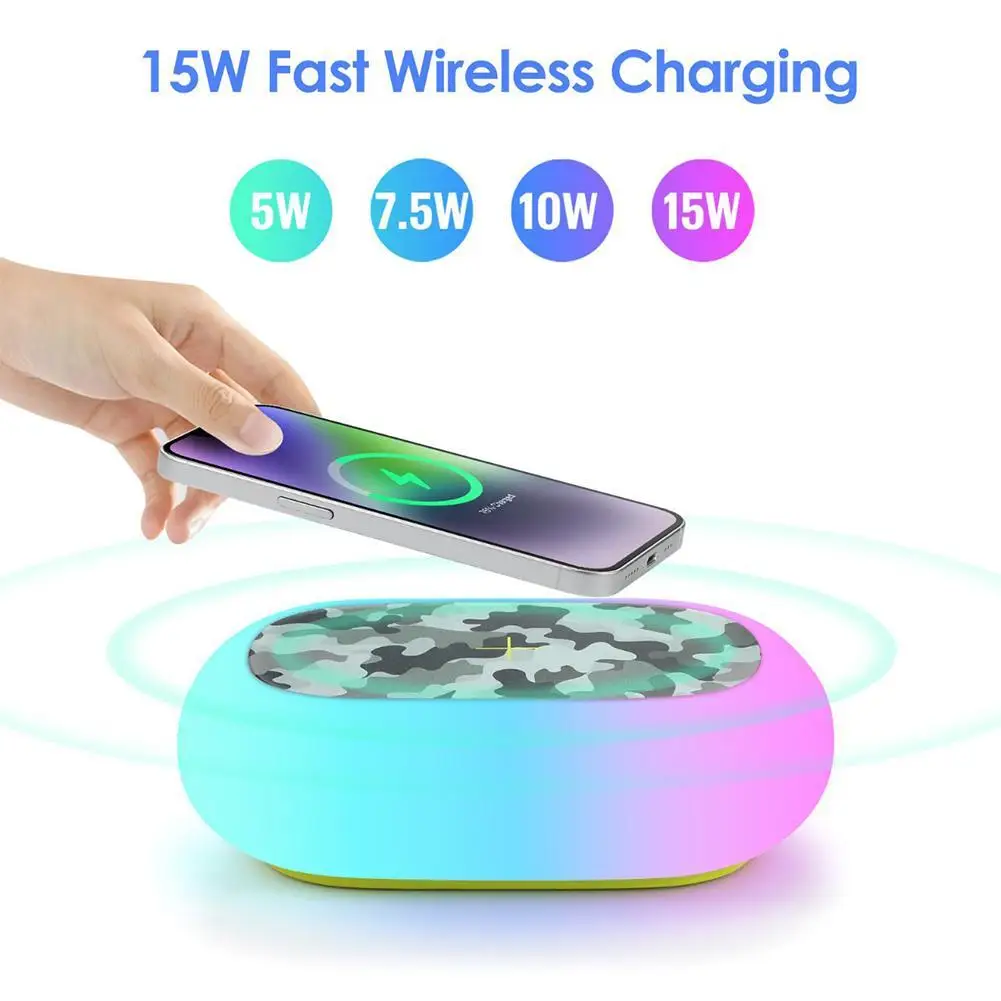 

15W Wireless Charging Portable RGB Outdoor Camping Light Powerbank Multifunctional Mobile Phone Charger Night Lamp