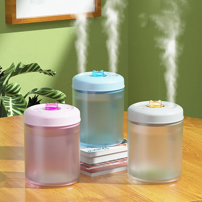 

Dual Nozzle Spray Large Capacity Home Electric Air Humidifier USB Ultrasonic Cool Mist Maker Fogger with Colorful LED Lamp