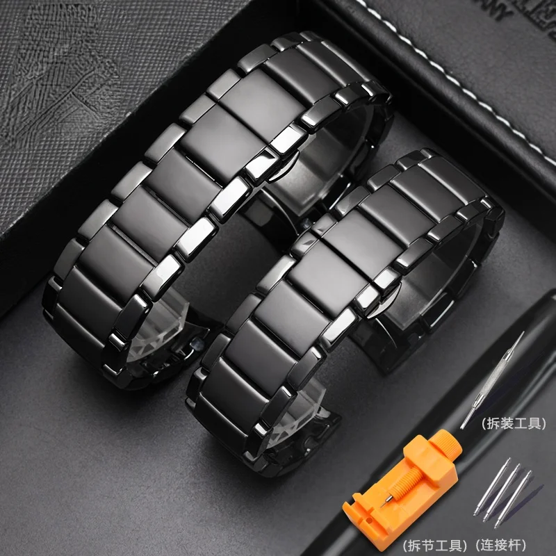 

For Armani Ceramic Watch Band Ar1452 Ar1451 Frosted Watch Strap Black Bright Sports Watchband Men