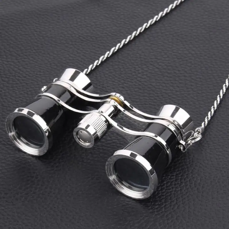 

Telescope Retro Opera Glasses Binoculars 3x2.5 Classic Foldable Theater Lens Optical Telescope Metal Material with Chain
