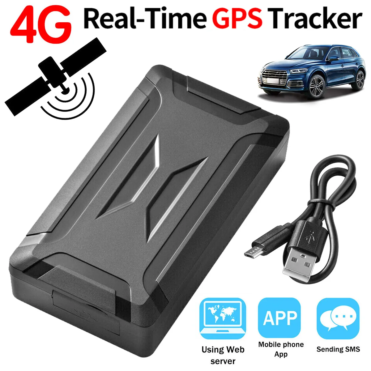 

4G GPS Tracker Real-Time GPS Tracking Device Anti Theft Alarm Vehicle Overspeed Tracking Accurate GPS Locator for Vehicle Cars