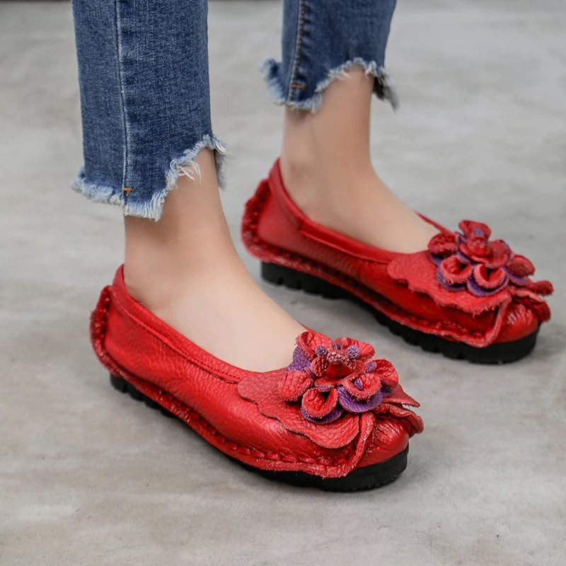 

Lisapie Women Loafers Ethnic Style Round Toe Soft Solid Sandals Flat Heels Flower Platform Ladies Casual Shoes Zapatos De Mujer