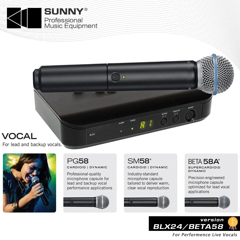 BLX4 BLX24 PG58 SM58 BETA58 2-канальный shure беспроводной микрофон UHF двойной комплект для