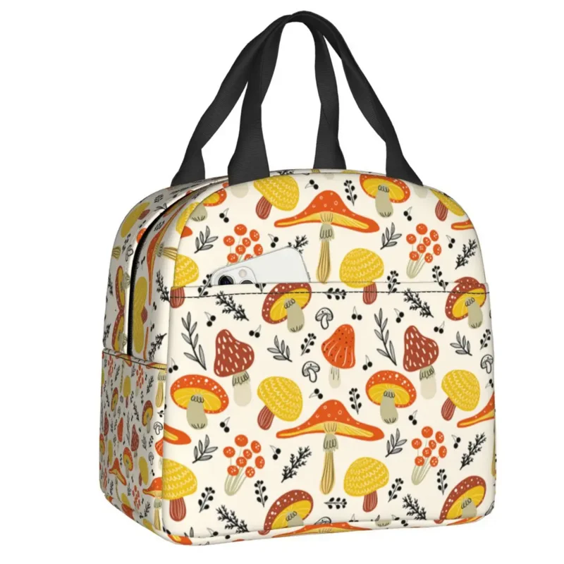 

Custom Psychedelic Magic Mushrooms Lunch Bag Men Women Cooler Warm Insulated Lunch Boxes for Children School