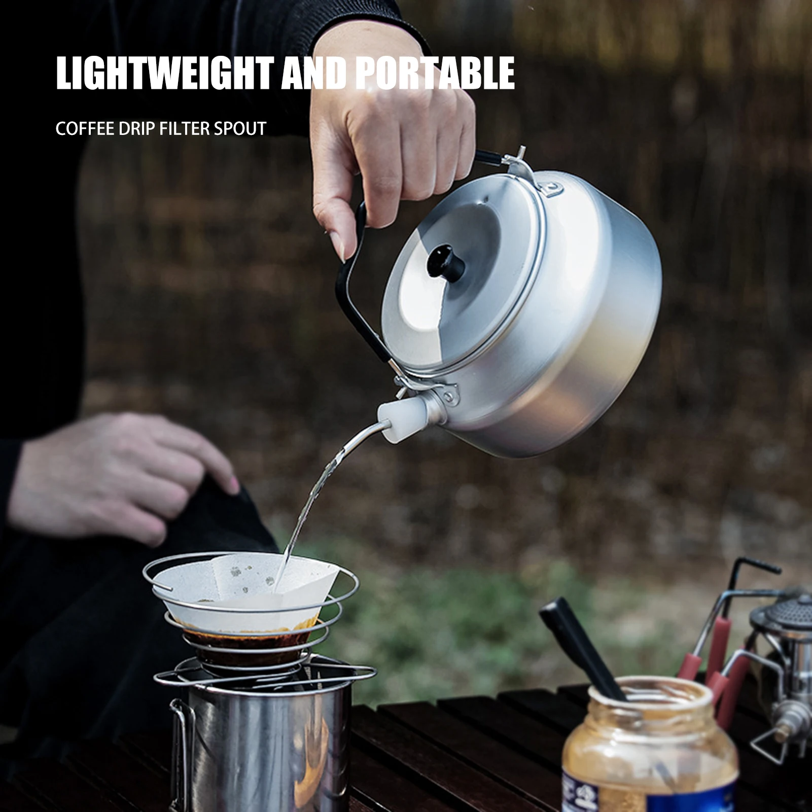 

Outdoor Camping Kettle Portable Lightweight Stainless Steel Hiking Kettles Ideal With Drip Filter Spout For Camp Hiking Travel