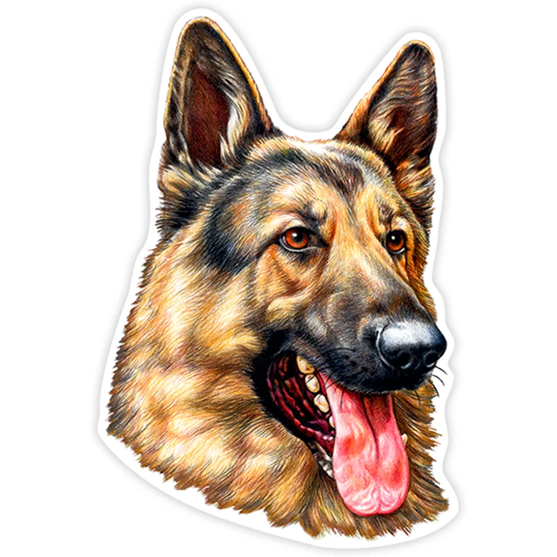 

A0208# 13 cm/17 cm 3D Self-adhesive Decal German Shepherd Car Sticker Waterproof Auto Decors on Bumper Rear Window Laptop