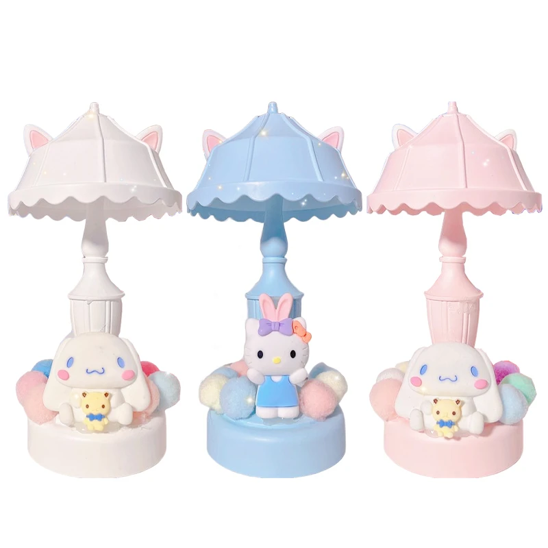 

New Sanrio HelloKitty Cinnamoroll Table Lamp Kawaii Anime LED Bedroom Desktop Night Light Decoration Girls Bedside Lamp Ornament