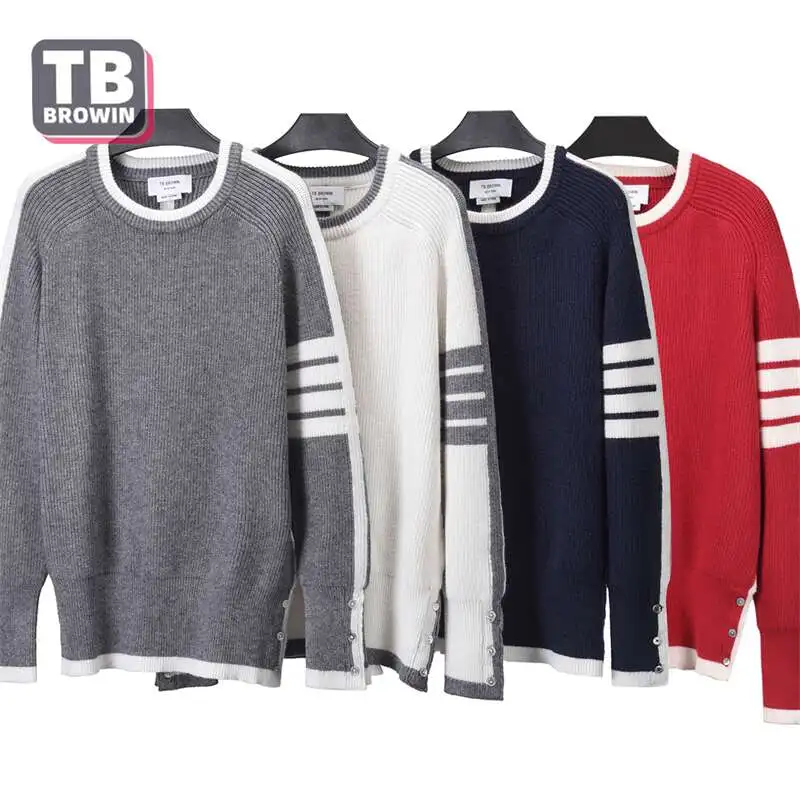 Brand TB BROWIN thom four-bar men's sweater Korean round-neck sweater autumn and winter warm luxury personality collision