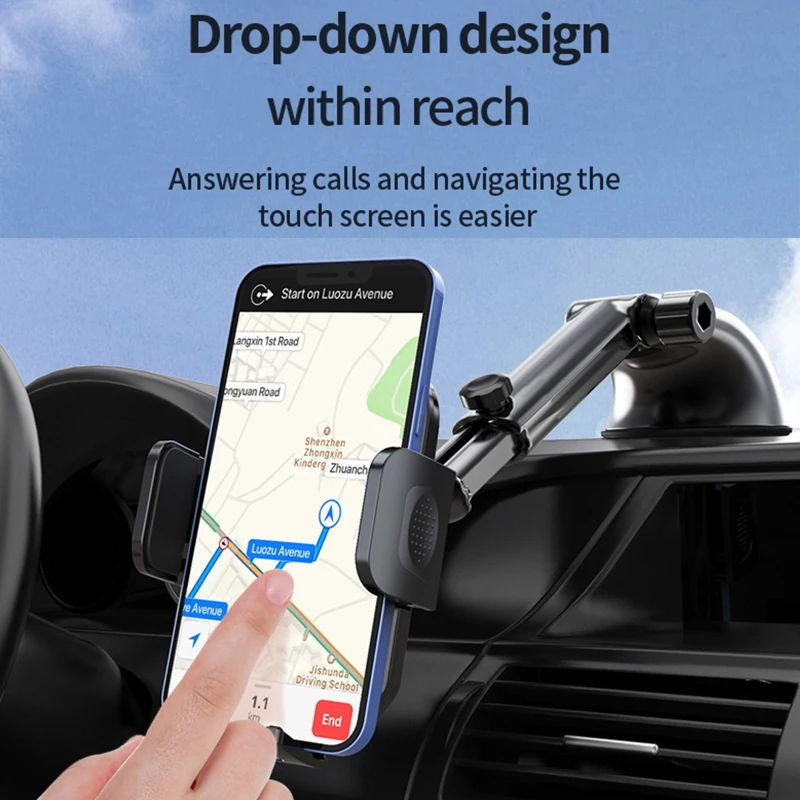 

Car Phone Gooseneck Windshield Mount Cradle Suction Cup for 50-110mm Devices Free Rotations Universal Stand D7YA