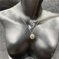 2022 new fashion women french retro nature stone pendant necklace women sexy party grey opal pendant titanium steel necklace