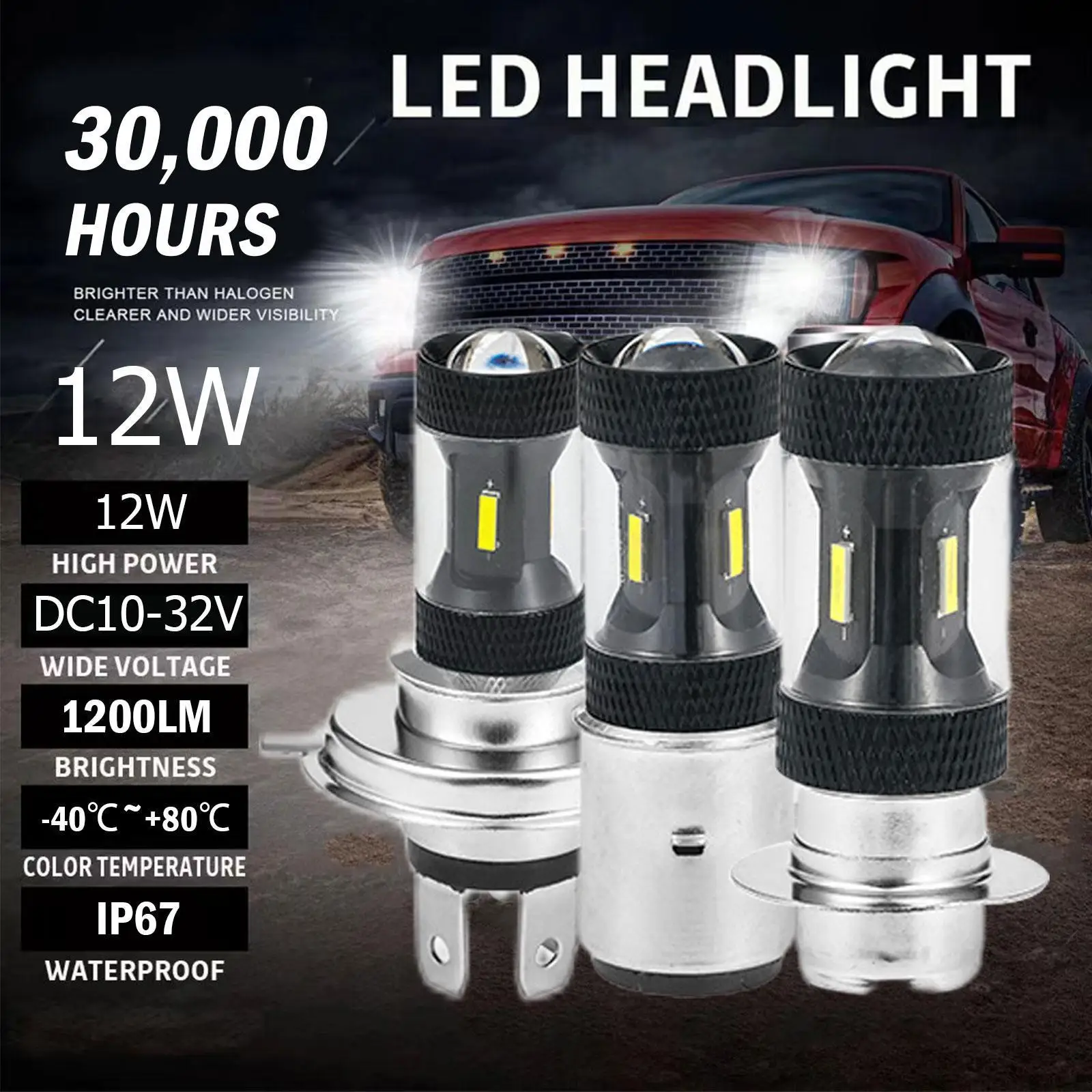 

Противотуманные фары H4 P15D BA20D 1860 4smd для мотоцикла, светодиодсветильник фары, проходясветильник фары, светодиодные фары дальнего света для м...