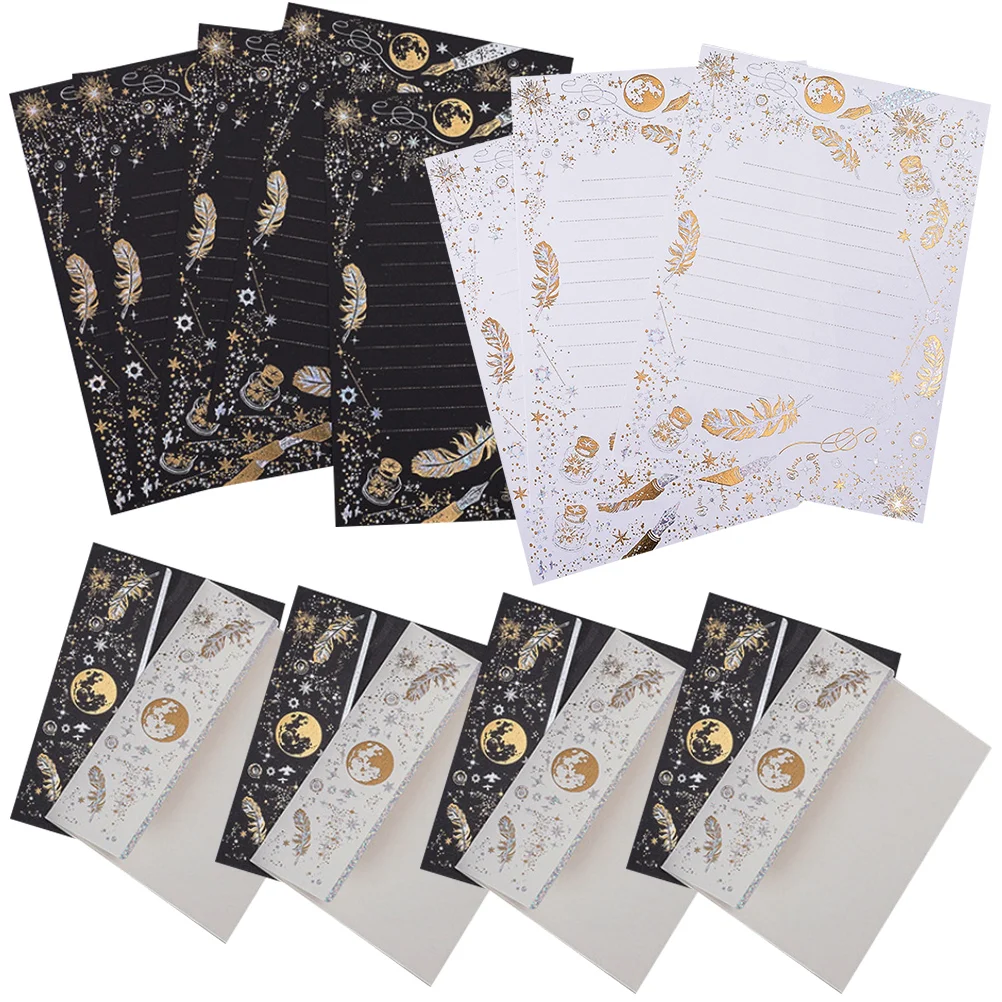 

Envelopes Paper Black Stationery Foil Setchristmas Invitation Gift Letterenvelope Goldenmessage Vintage Postcard Stuffers