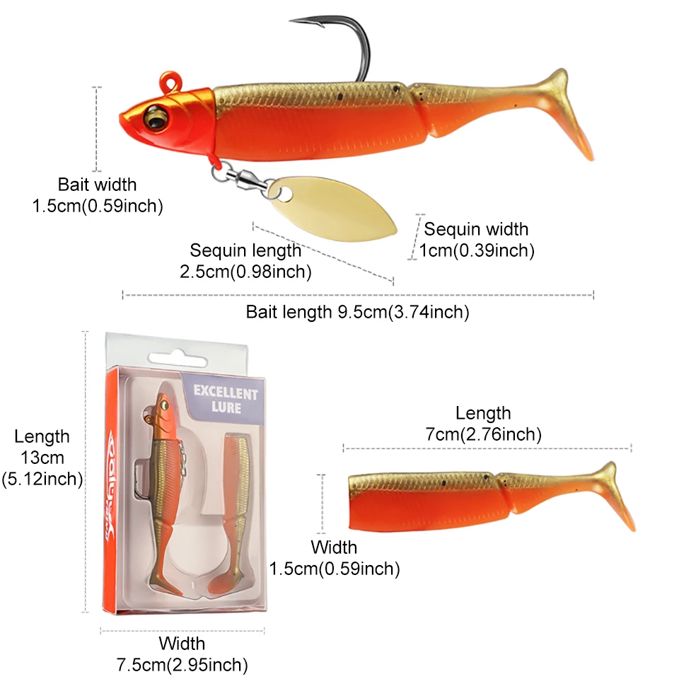 Рыболовные приманки GOBYGO 20 г/95 мм джиг-голова Т-образный хвост силиконовая