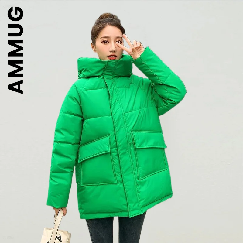 

Ammug Элегантная куртка для женщин зимние стильные куртки повседневное хлопковое пальто Laisure парки Классическая ветрозащитная Женская Верхн...