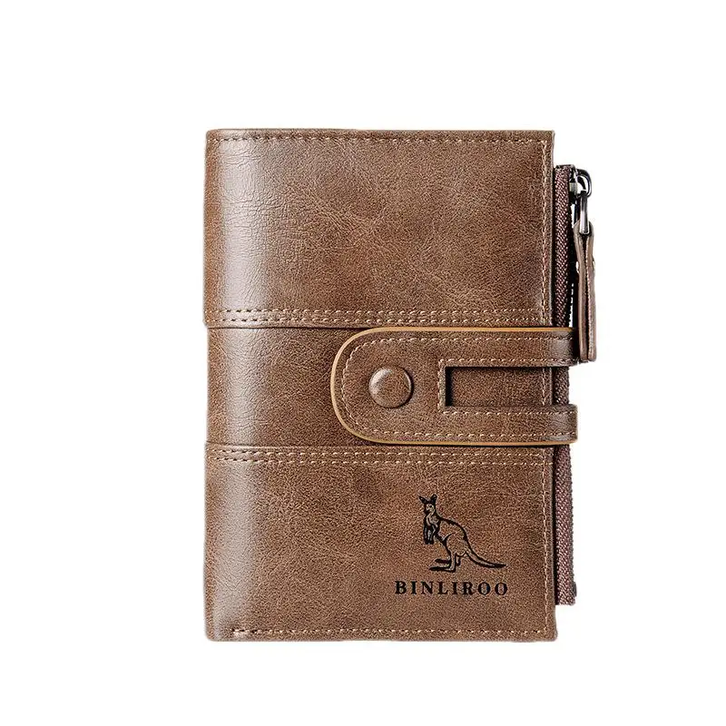 Business Soft Leather Men's Wallets Vintage Short Coin Purse Man Zipper Credit Card Holder High Quality Man Money Wallet