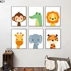 Nordic в мультипликационном стиле с принтом (животные) холст картины крокодила лев тигр постер с жирафом для мальчиков детская картину комнаты настенный художественный Декор
