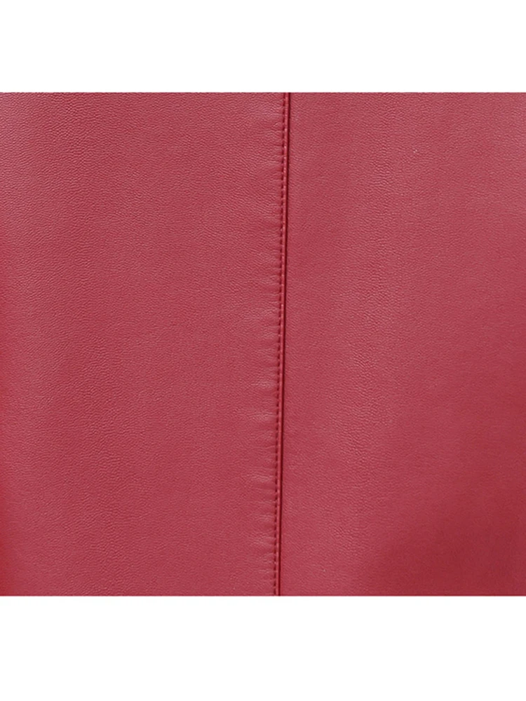 New Women Sheepskin Trench Coat Spring Autumn Fashion Stand Collar Slim Leather Outerwear Long Split Leather Tops Coat Winter