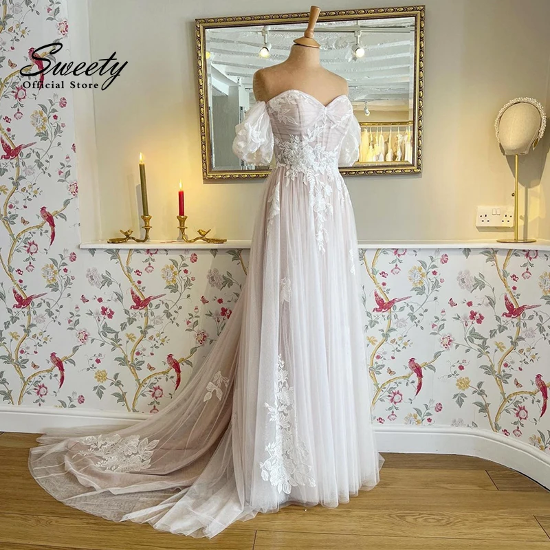 

Simplicity Wedding Dress Organza With Embroidery A-line Beach Ball Gown Boat Neck Sleeveless Bride Dress Zipper Robe De Mariee