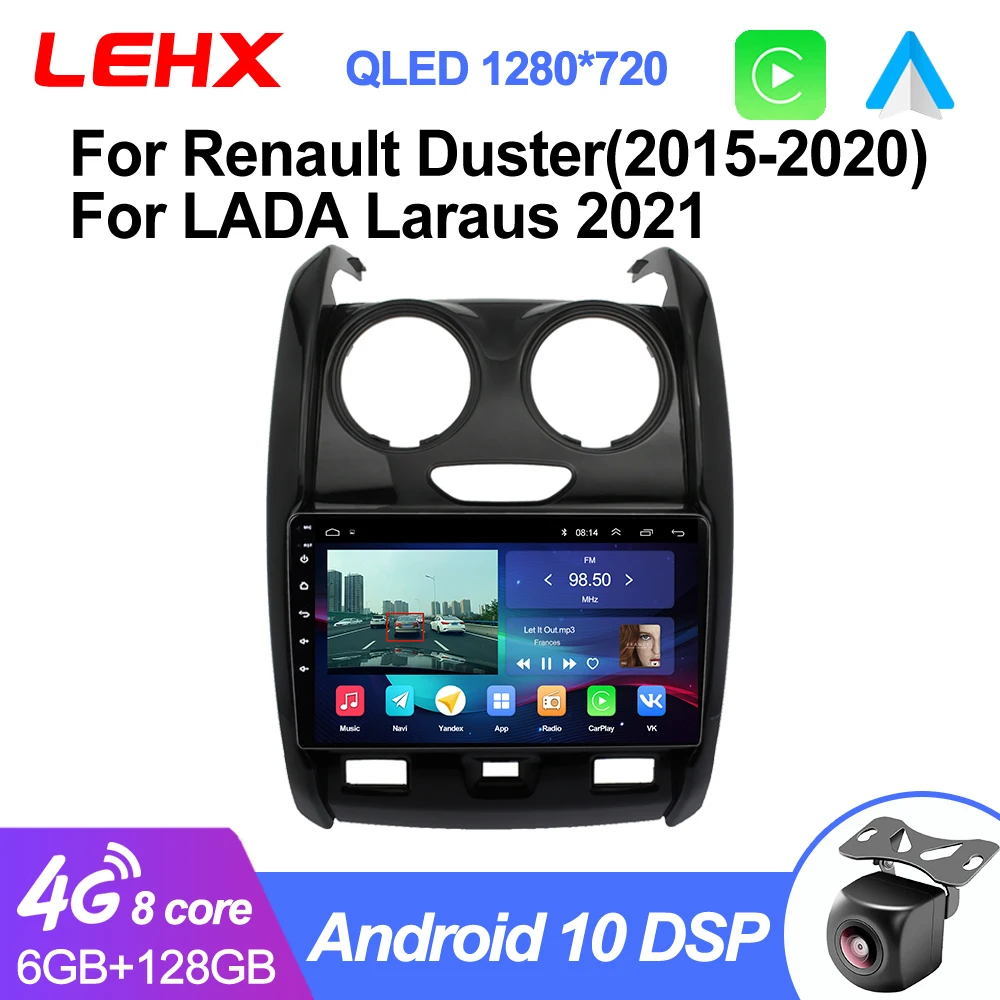 Автомобильная Мультимедийная система LEXH L6pro 2 din Android 10 для Renault Duster 2015-2020 LADA Largus 2021
