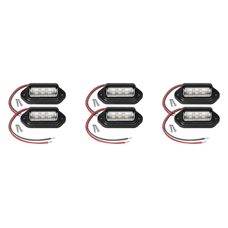 

6Pcs 12V LED Number License Plate Light For Car Boats Motorcycle Automotive Aircraft RV Truck Trailer Exterior Lamps